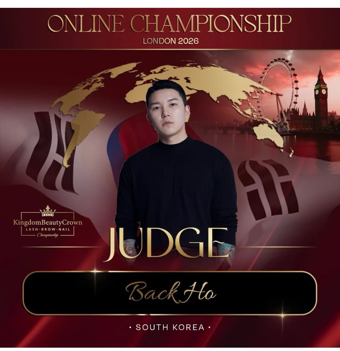 Kingdom Beauty Crown 온라인 챔피언십 London 2026 심사위원 소개 카드